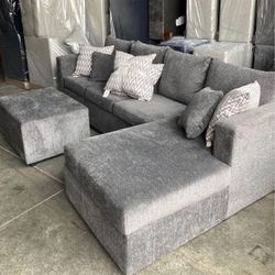 Brand New Light Grey Couch Free Delivery Free Ottoman 