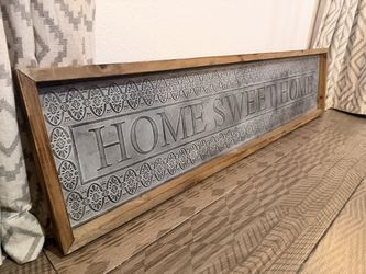 Large Farmhouse “Home Sweet Home” Metal & Wood Wall Sign (47 in)