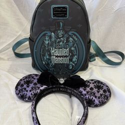 Disney Parks Haunted Mansion Sign Loungefly Mini Backpack Glow