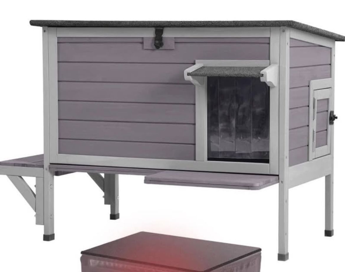 Aivituvin Cat House with Insulated Liner, Large Heated Feral Cats Shelter, Weatherproof Cat Condos for Outdoor Indoor Cats