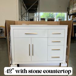42'' Bathroom Vanity Cabinet Stone Countertop (New in Box)
