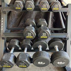 Dumbbell weights and rack