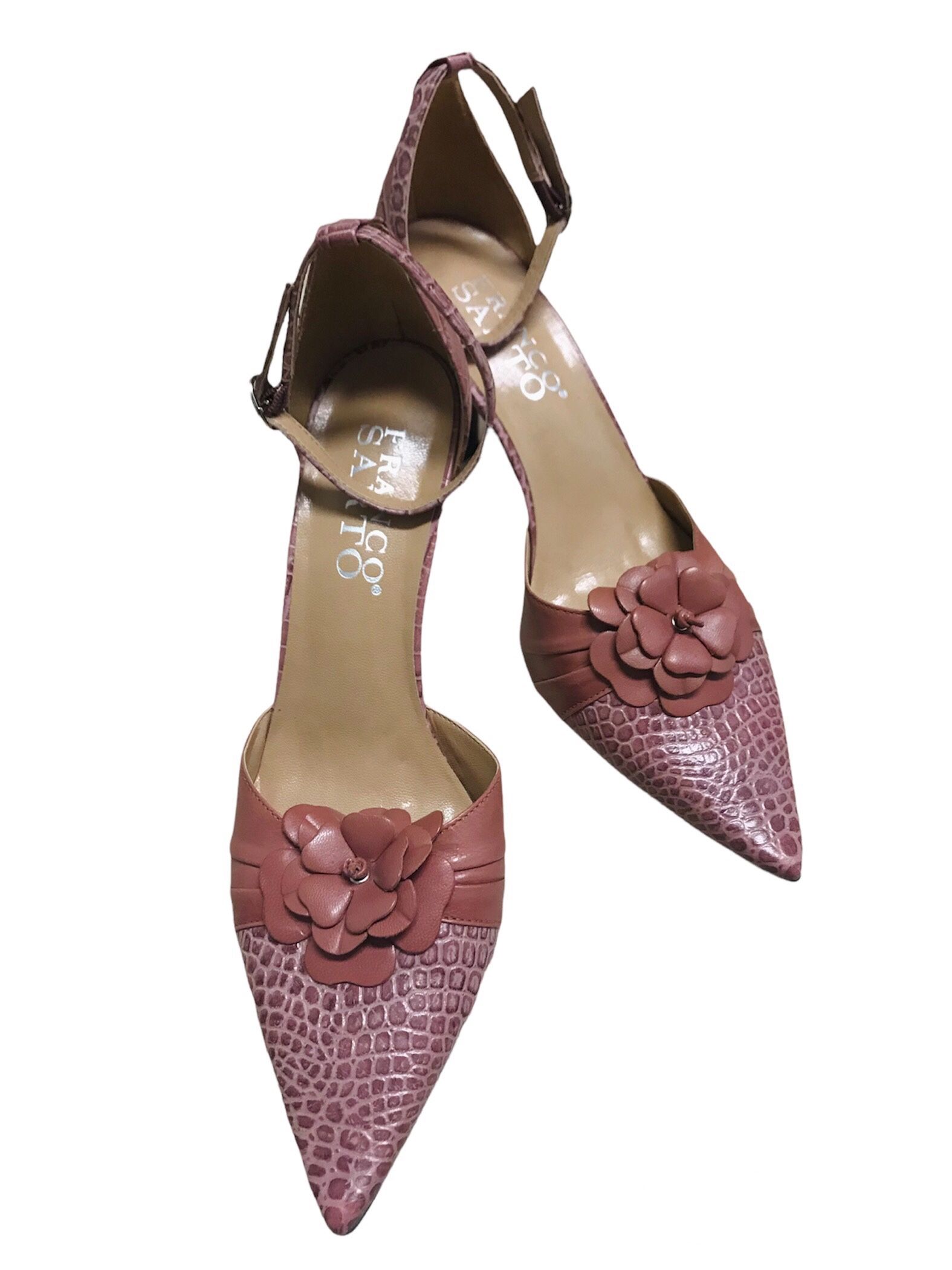 Franco Sarto Women Size 8M Pink High Heels 3.5” Ankle Strap