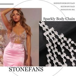 Chest Chain Bra Body Jewelry for Women Silver Bikini Bra Body Chains Underwear Party