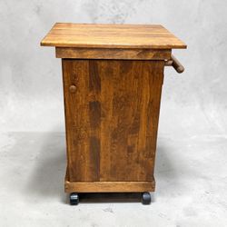 Vintage Solid Wood Rolling Kitchen Cart / Small Island with Storage