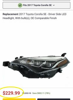 2017 Toyota Corolla SE - Driver Side LED Headlight