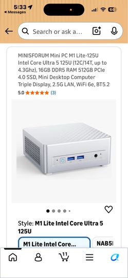 MINISFORUM Mini PC M1 Lite-125U Intel Core Ultra 5 125U