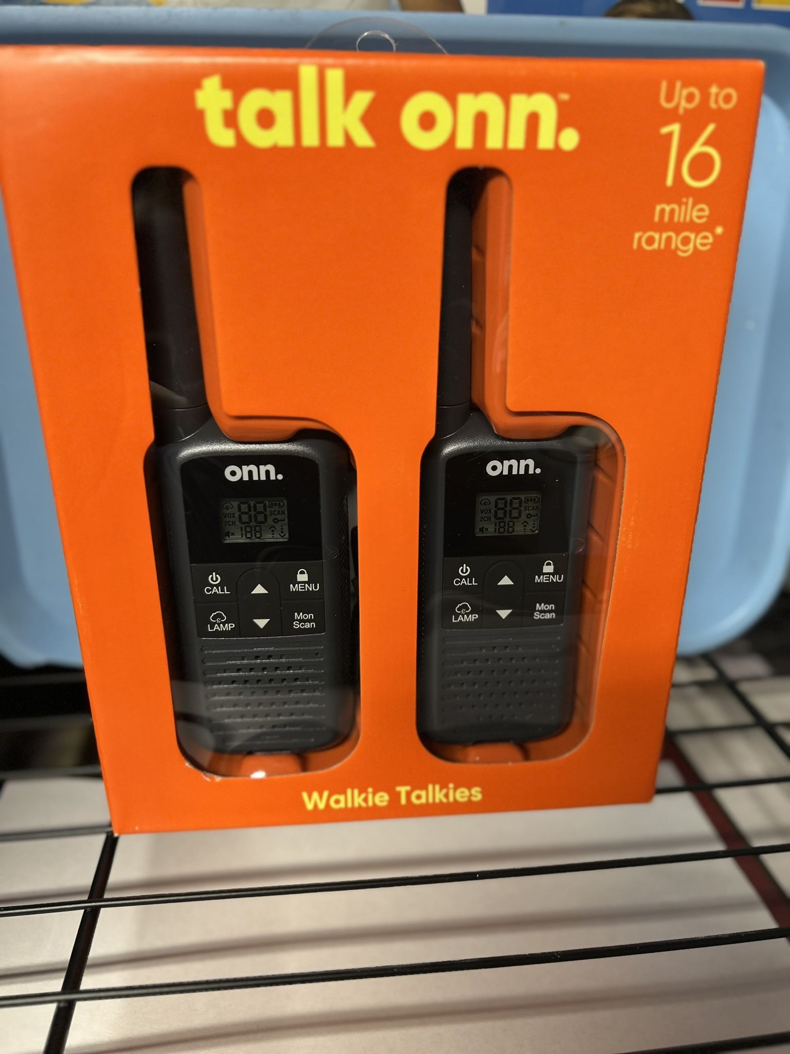 NEW Onn 16 Mile, 22 Channel Walkie Talkie 2 Pack Rechargeable
