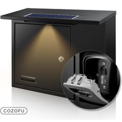 Solar Wall Mount Mailbox with LED Lighting - Secure Key Drop
