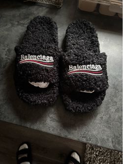 Balenciaga fur slides