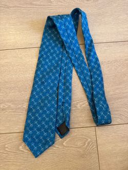 Brooks Brothers Men's 100% Silk Tie Blue Geometric Chain Link NWT USA