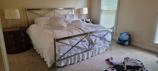 Restoration Hardware king metal bed
