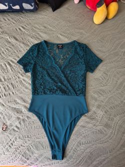 Green Lace Short Sleeve Bodysuit