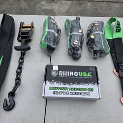 Car tie down  straps  with J hooks and axle straps 