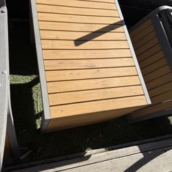 Teak Wood And Metal Frame Out Door Patio Furniture Set 