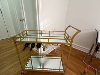 Home Bar Serving Cart - 2 Mirrored Shelves