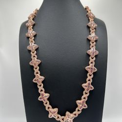Rose Gold Red Pink 4 Leaf Clover Chain 22inch 