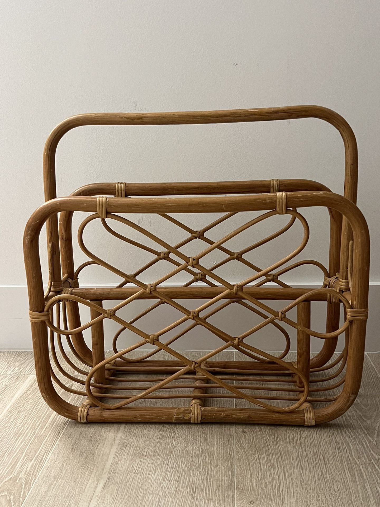 Boho Magazine Rack/ Rattan Basket