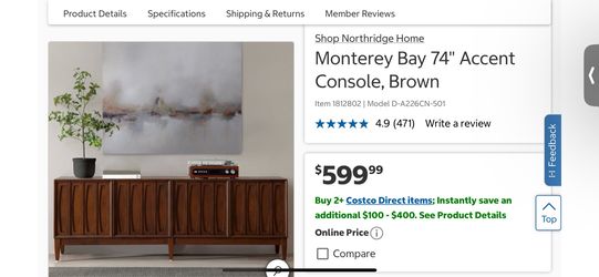 Monterey Bay 74" Accent Console, Brown $450 obo brand new no scratches dents