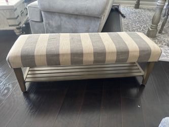 Upholstered Bench with Bottom Shelf