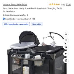 Pamo Babe 4 in 1 Baby Playard With Bassinet and Changing Table