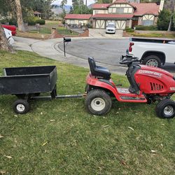 Troy-Bilt Lawn Tractor With Dump Trailer