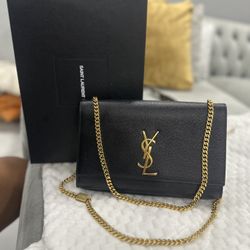 YSL Black Bag With Gold Chain 