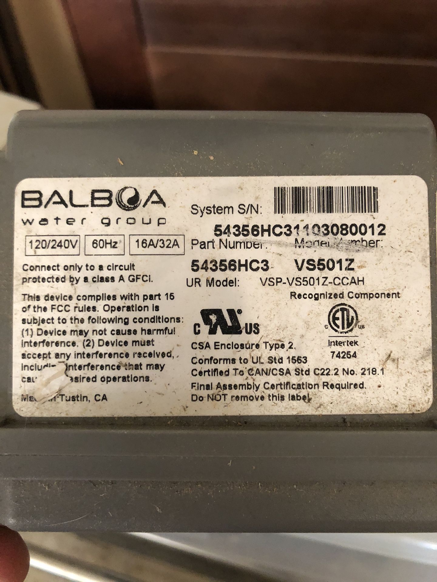 Balboa hot tub heater/controller