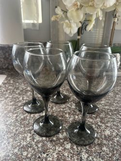 Smoked Glass Wine Glasses Set of 5