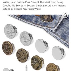 Button Pins for Jeans or Pants Jean Buttons Pins, 8pcs Instant