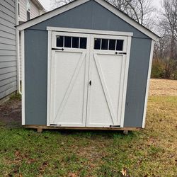Blue and white Wooden Insulated, Double Doors and Windows 8×10 Shed with Apex Roof