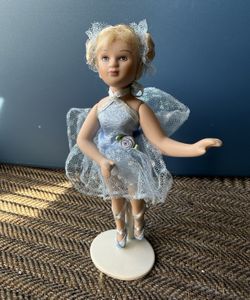 Porcelain Girl Doll, Blonde Curly Hair