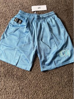 Blue mesh chrome heart shorts