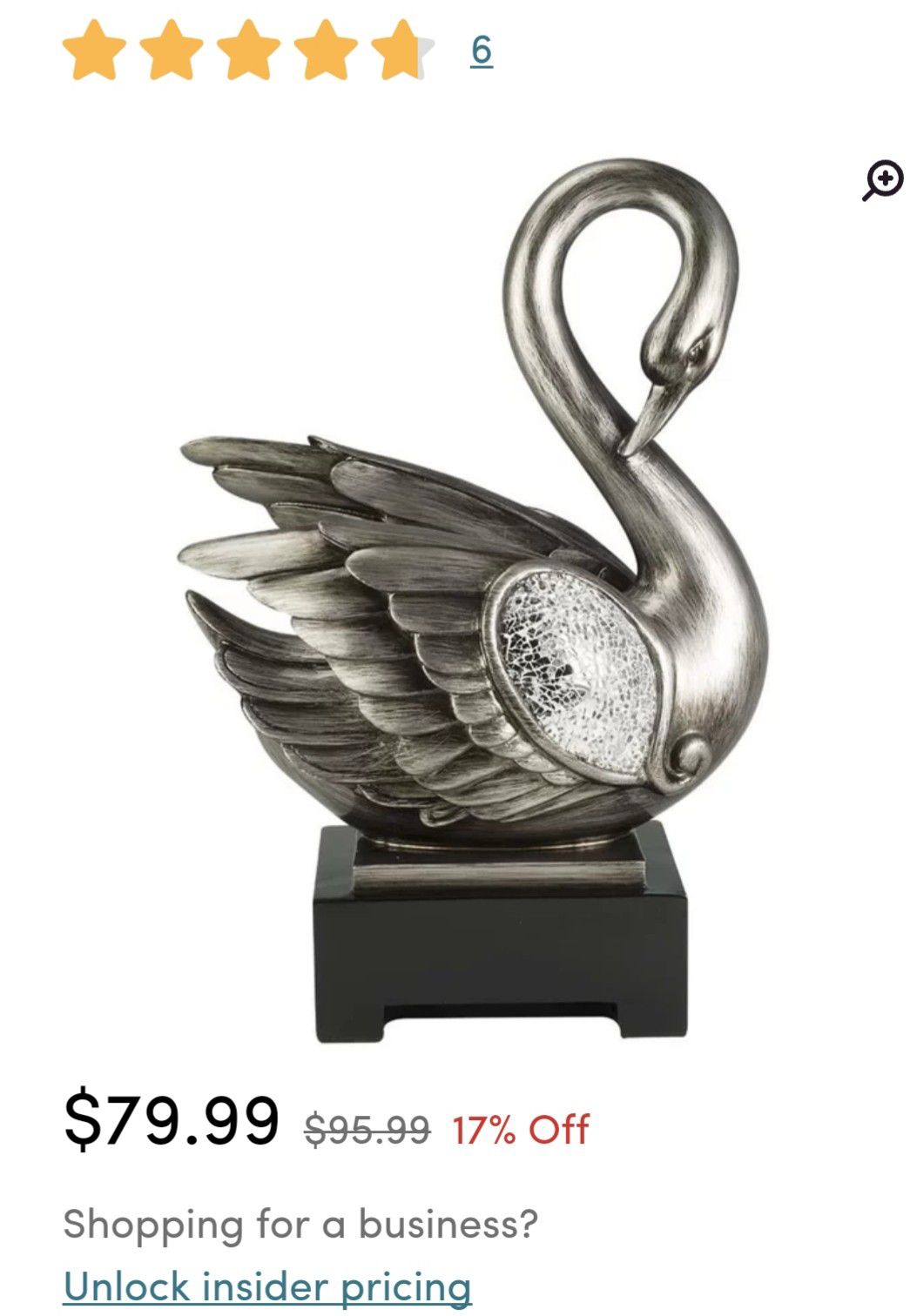 Ore International 16.5"H Silver Decorative Swan Décor
