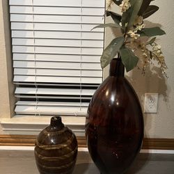 Glass Floor vase With Artificial plant