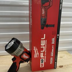 Milwaukee M18 Fuel SDS Plus D-Handle Rotary Hammer And M12 Cordless 800 Lumens Work Light (tool Only