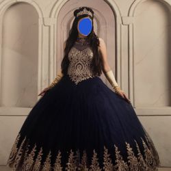 Navy Blue Quinceanera Dress 