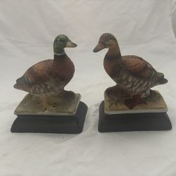 2 Vintage Ceramic Hand painted Duck Figurines Country core 