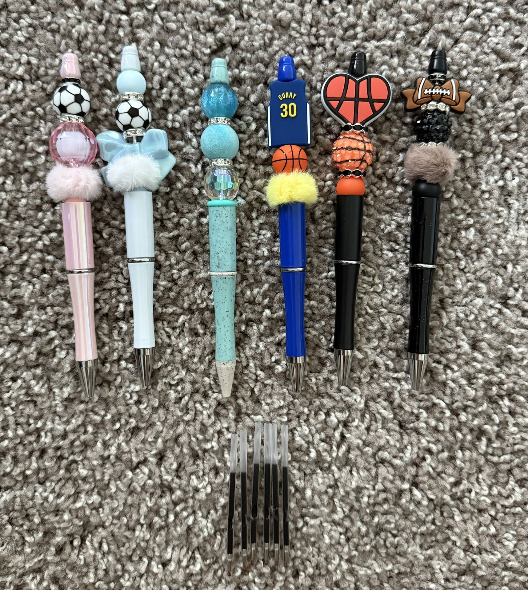 Sports Focal Beaded Pens - 6 pens included