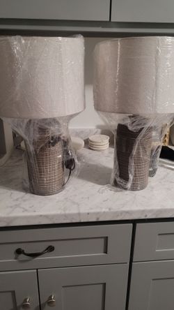 Set of 2 Table Lamps with Drum Shades