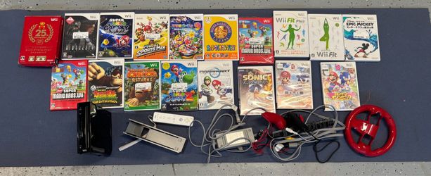 Black Wii Console Japanese Bundle, Tested, Great Collection.