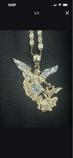 14k gold saint micheal pendant