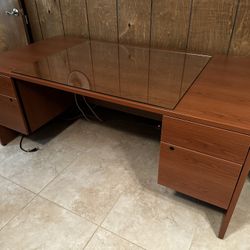 Executive desk and filing cabinet