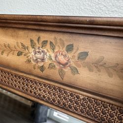 Wood Framed Wall Mirror- Floral Painting