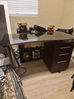 Glass Desk with Storage OBO