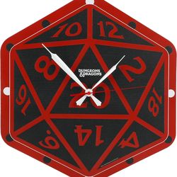 Bioworld Dungeons & Dragons D20 Sculpted Wall Clock designed to look like a 20-sided die.