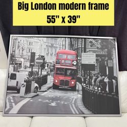 IKEA  Big Huge Photo Picture Frame Decor London 55” X 39” Red Bus Art Piece Europe Modern 