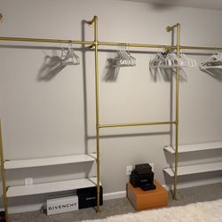 White And Gold Closet Wall Shelves 