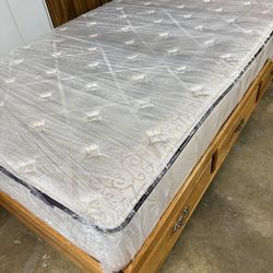 Wood Bed Frame, Pull Out Storage, Bed Mattress, headboard