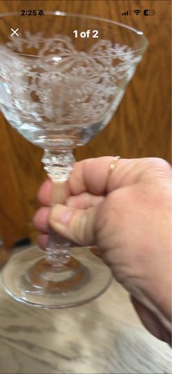 This is a Fostoria Romance etched crystal champagne/tall sherbet glass.